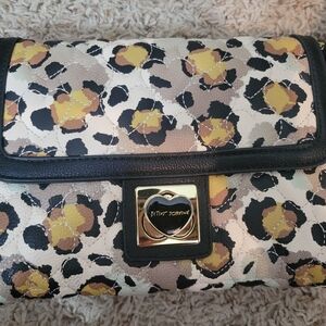 Betsey Johnson Animal Print Clutch with Black Trim